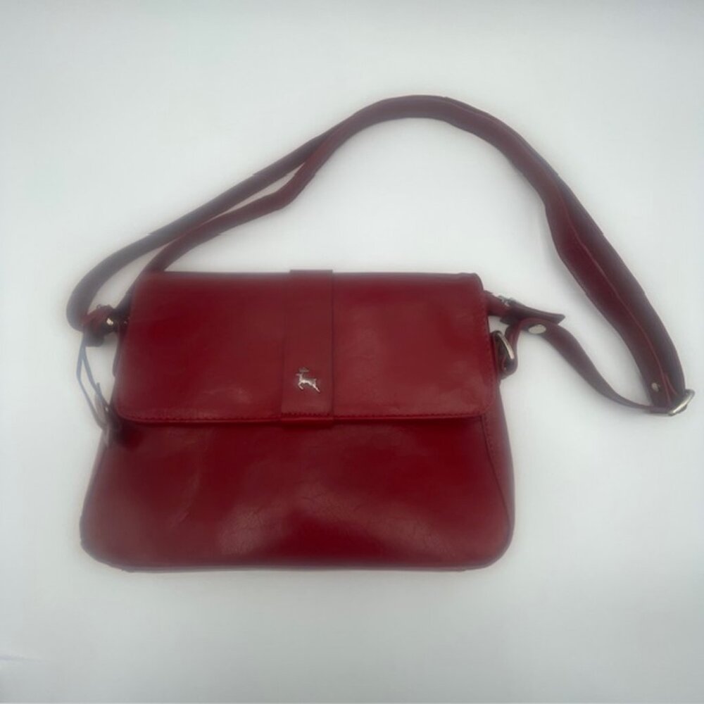Ashwood Genuine Leather Red Crossbody Shoulder Bag - Adjustable Strap